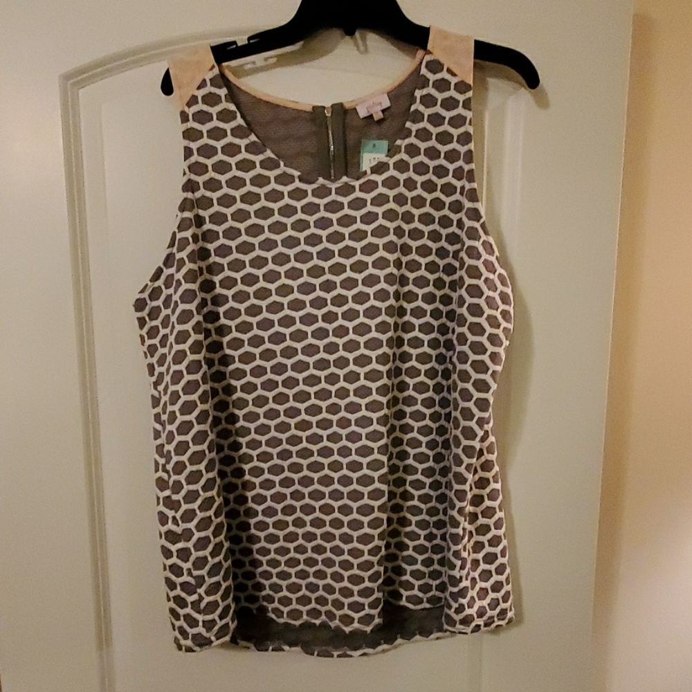 NWT 2X Pixley tank gray with peach shoulders